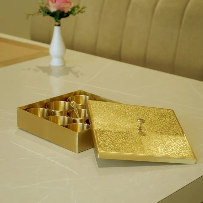 Masala Box Brass Square