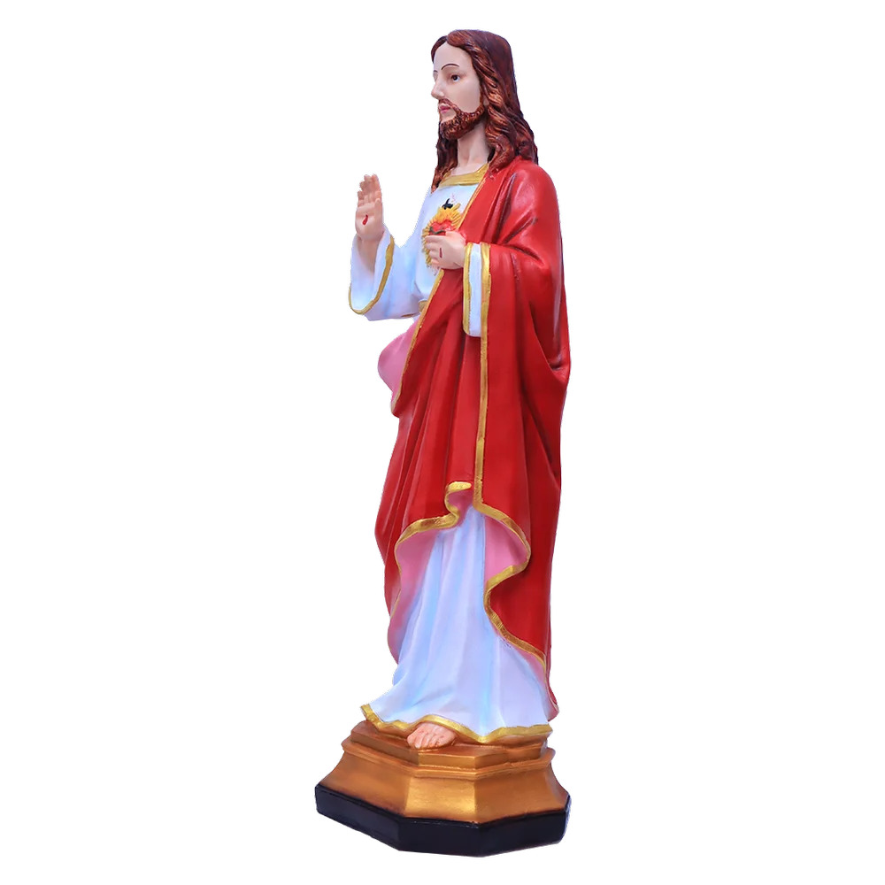 White And Red Christ Polyresin Statue