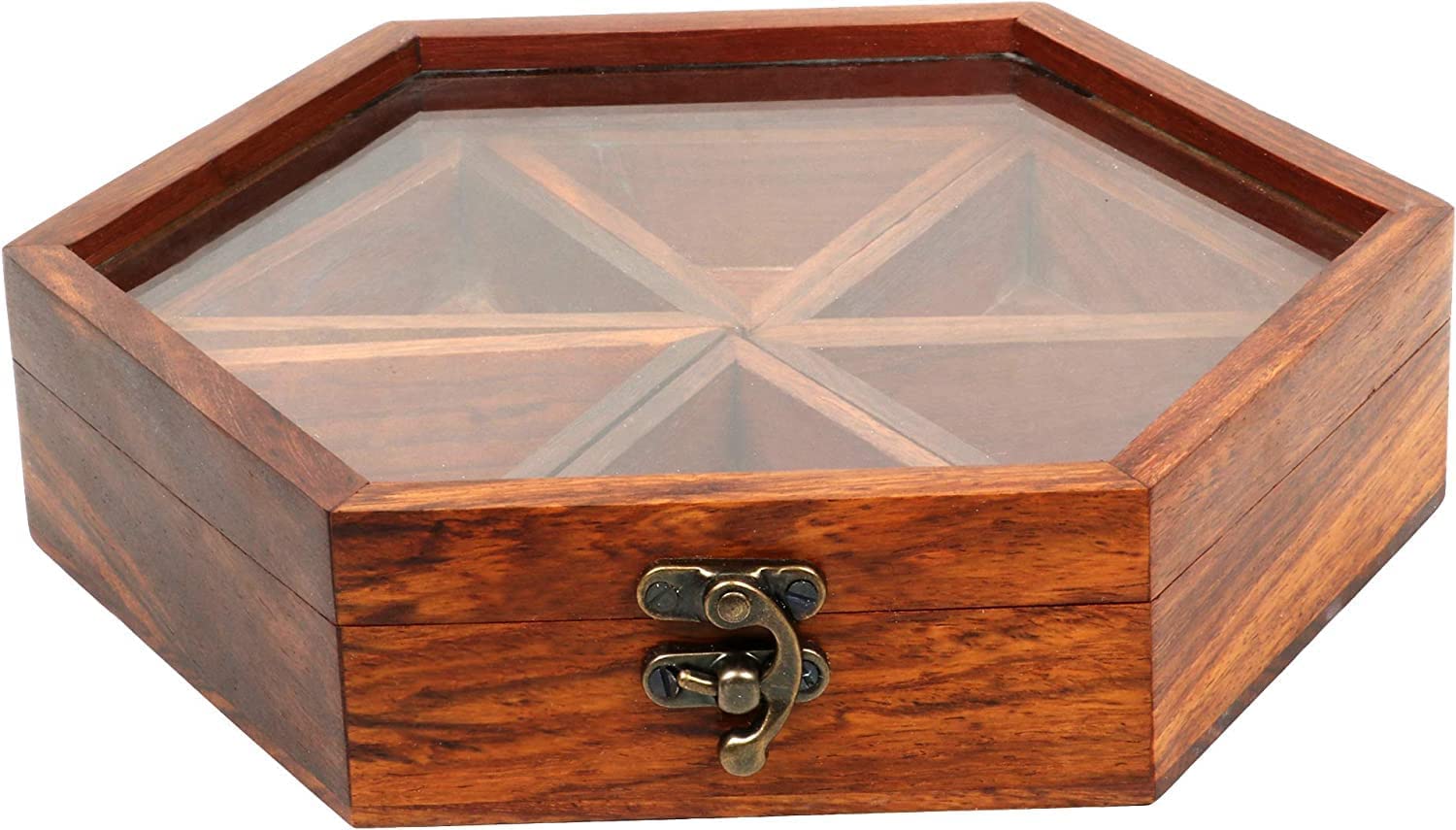 Wooden Spice Box Hexagonal