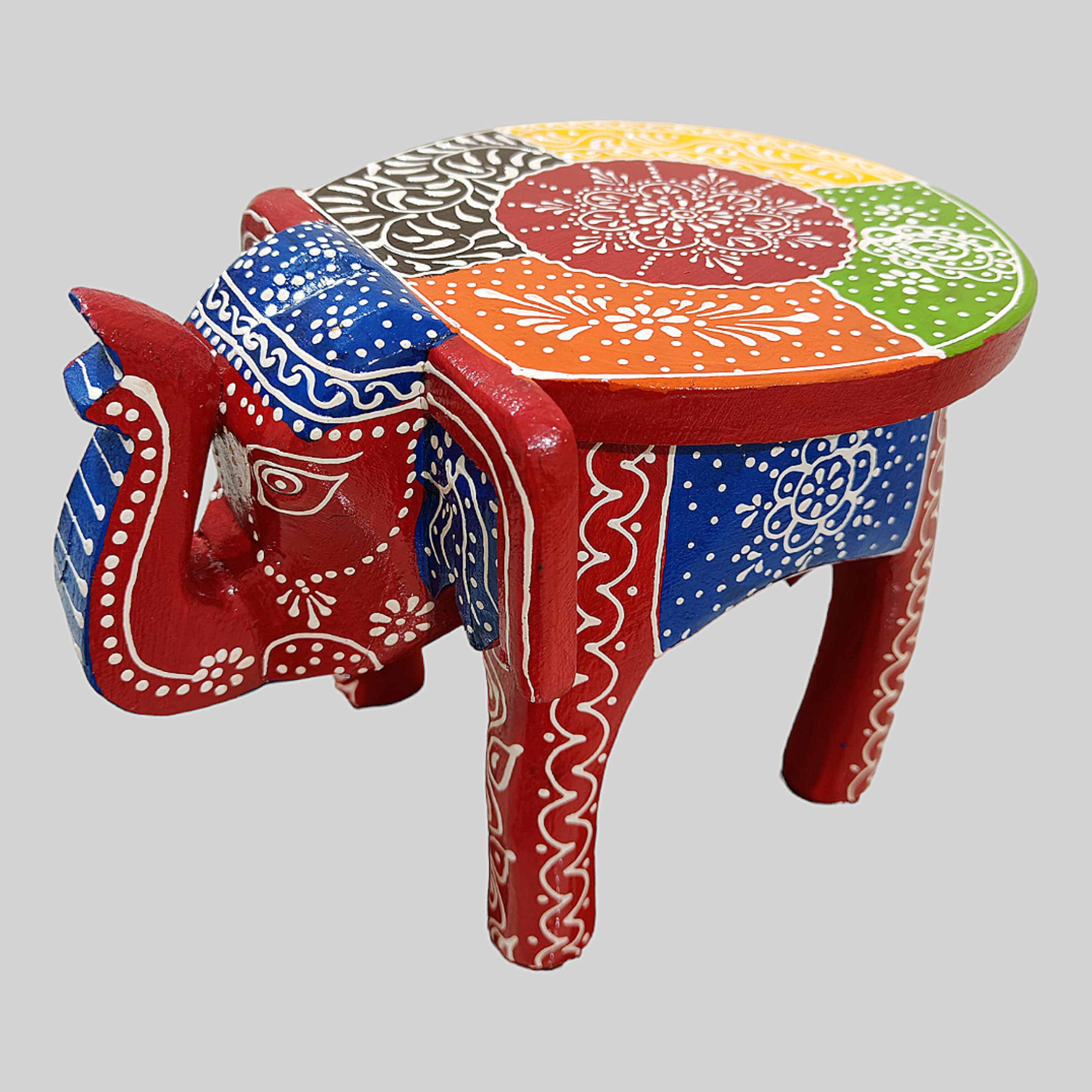 Wooden Decorative Stool Elephant -8" thumbnail 4