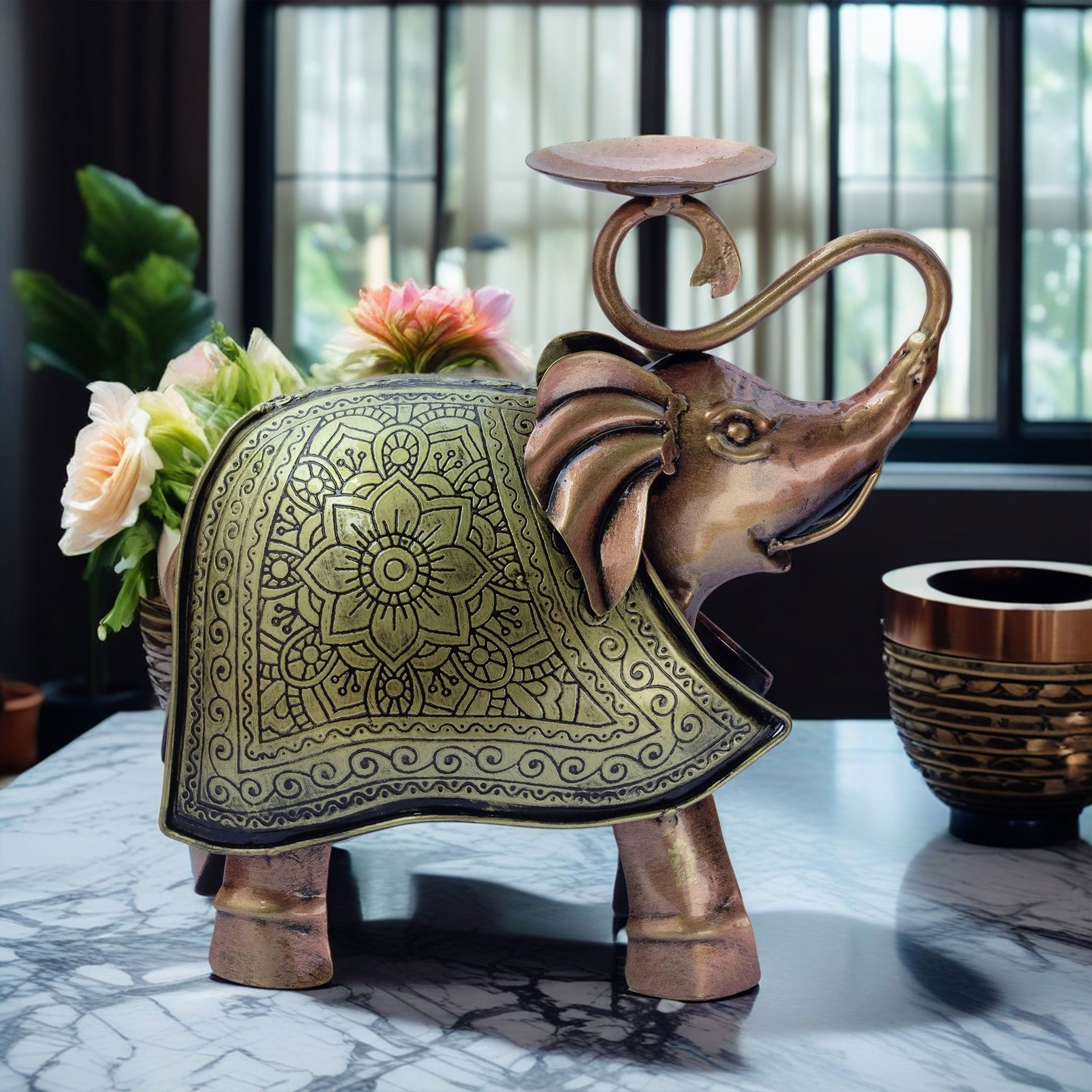 Metal Elephant TeaLight Candle Holder thumbnail 2