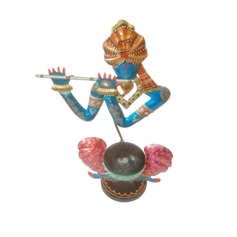 Lord Krishna Metal Tealight Candle Holder