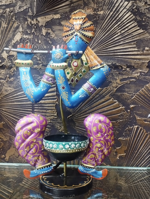 Lord Krishna Metal Tealight Candle Holder thumbnail 4
