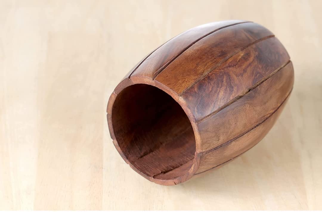Wooden Round Barrel Shaped Pen Stand