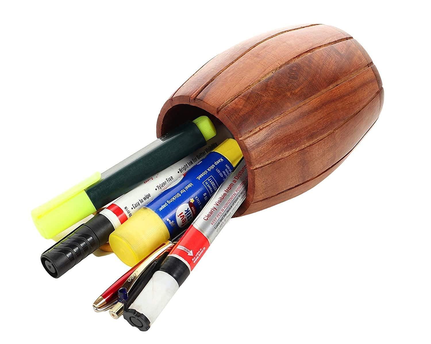 Wooden Round Barrel Shaped Pen Stand thumbnail 2