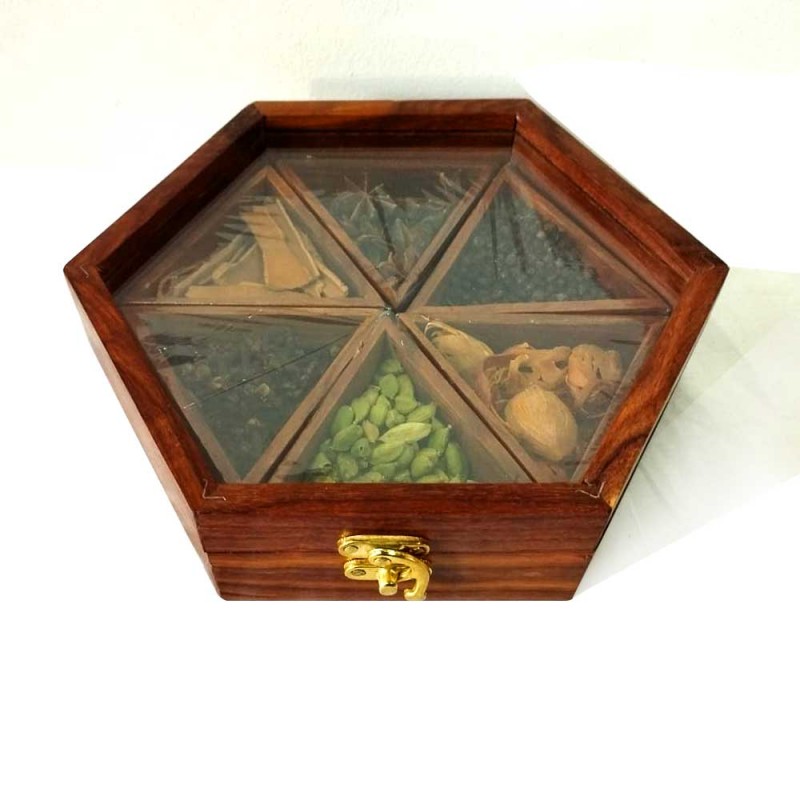 Wooden Spice Box Hexagonal thumbnail 2