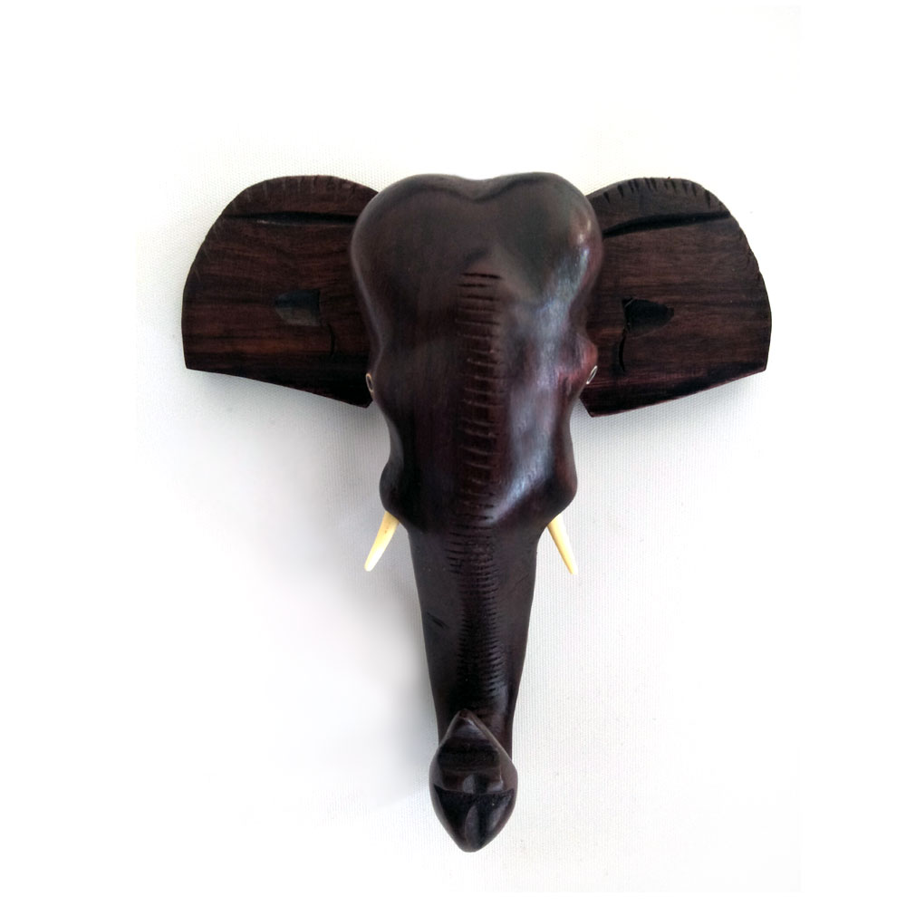 Wooden Hanging Elephant Head