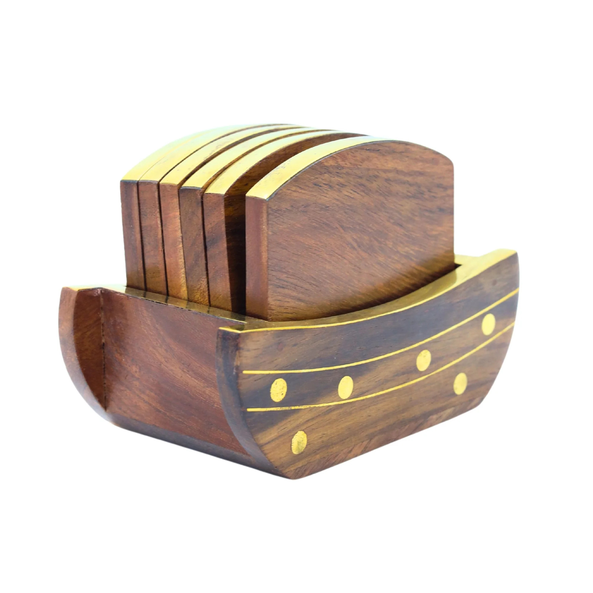 Tea Coaster Wooden Boat-Shaped thumbnail 3