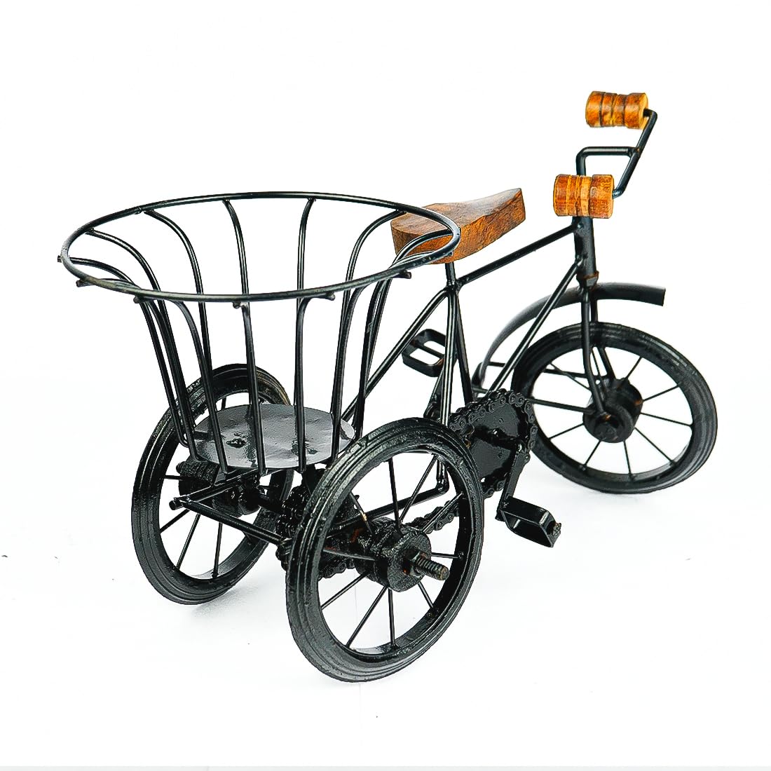 Mini Iron Tricycle Showpiece with Basket thumbnail 2