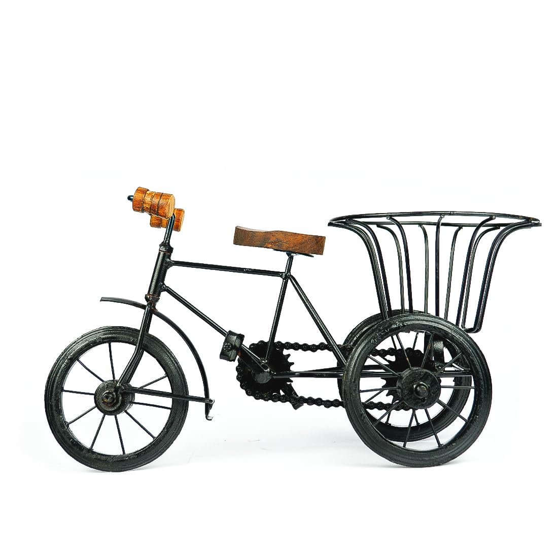 Mini Iron Tricycle Showpiece with Basket thumbnail 3