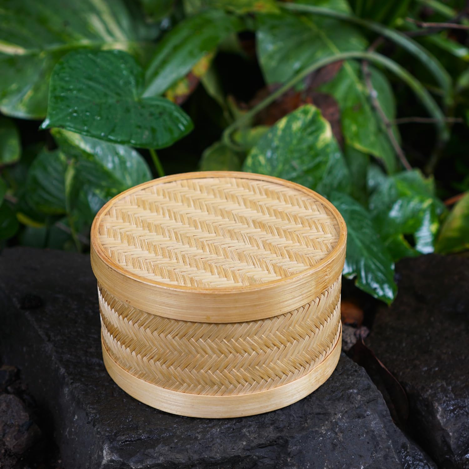 Plain Bamboo Round Box