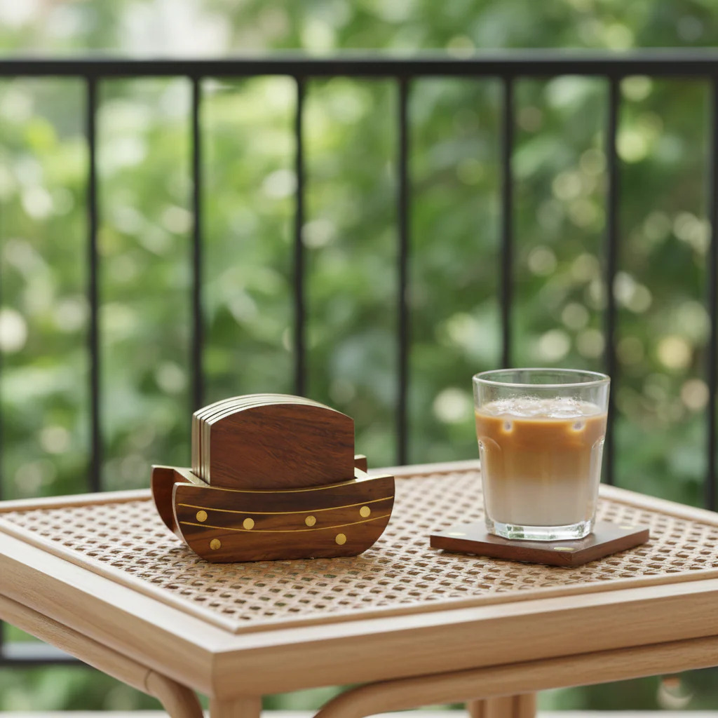 Tea Coaster Wooden Boat-Shaped