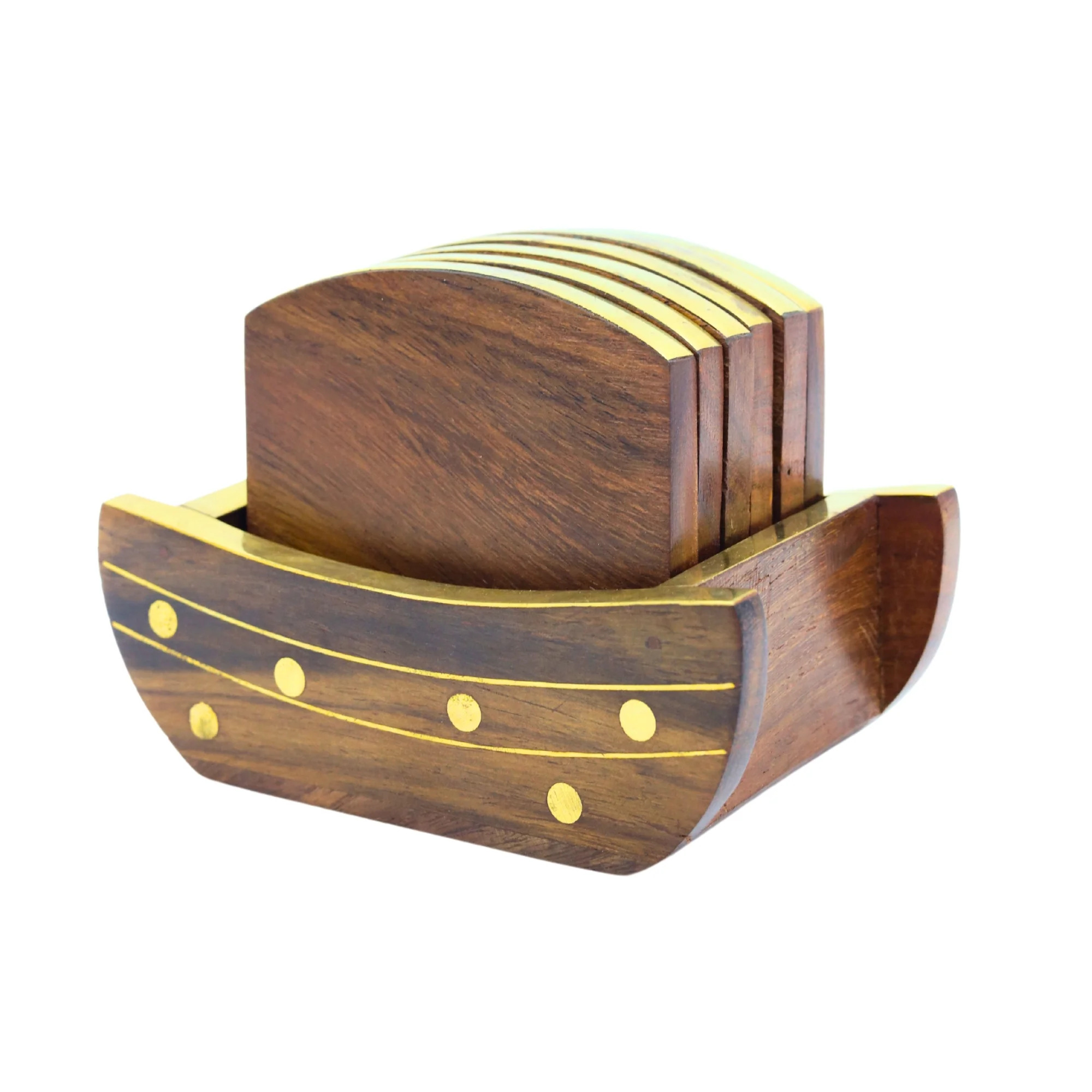 Tea Coaster Wooden Boat-Shaped thumbnail 3