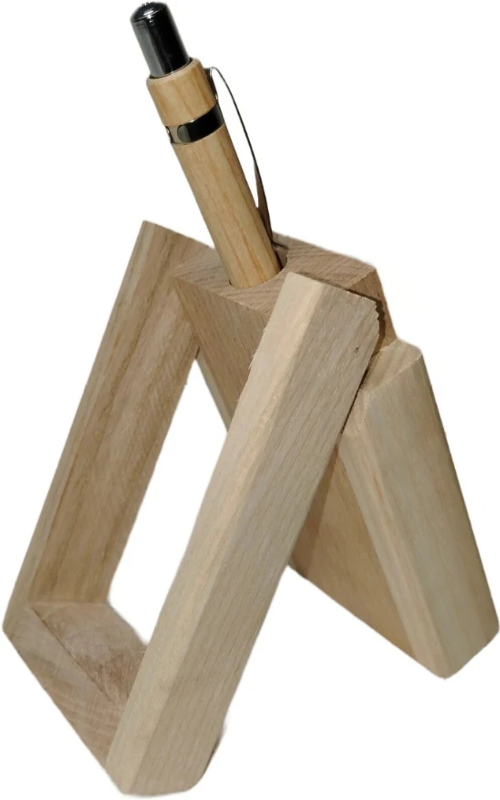 Wooden Pen Holder With Clock thumbnail 2