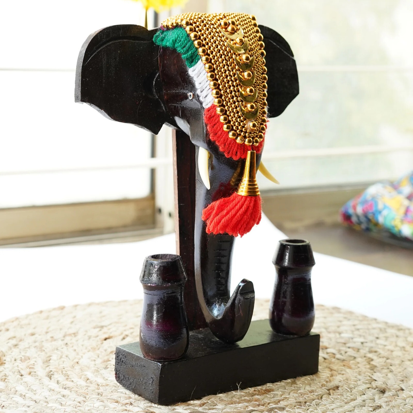 Pooram Elephant Pen Stand with Nettipattam thumbnail 5