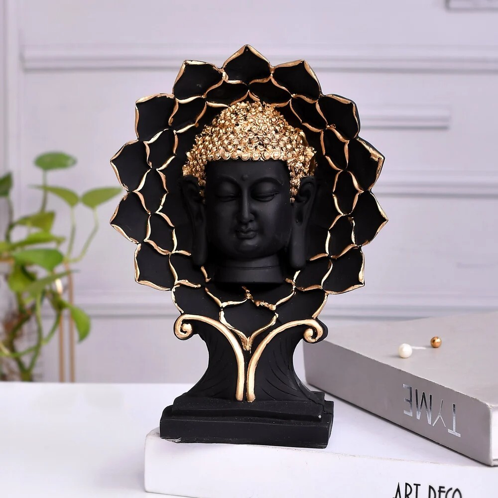 Polyresin Flower Base Lord Buddha Statue